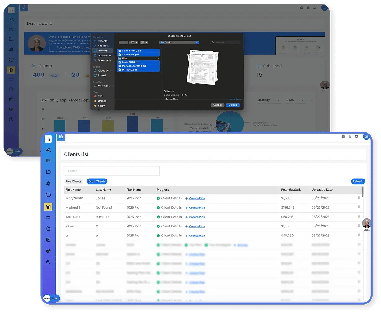 1040 upload and client opportunities