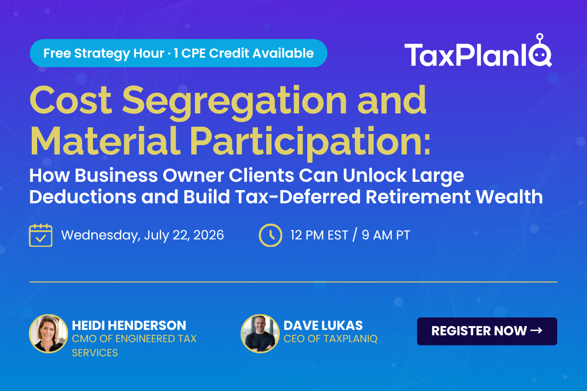 Email Banner - Strategy Hour - Cost Segregation and Material Participation