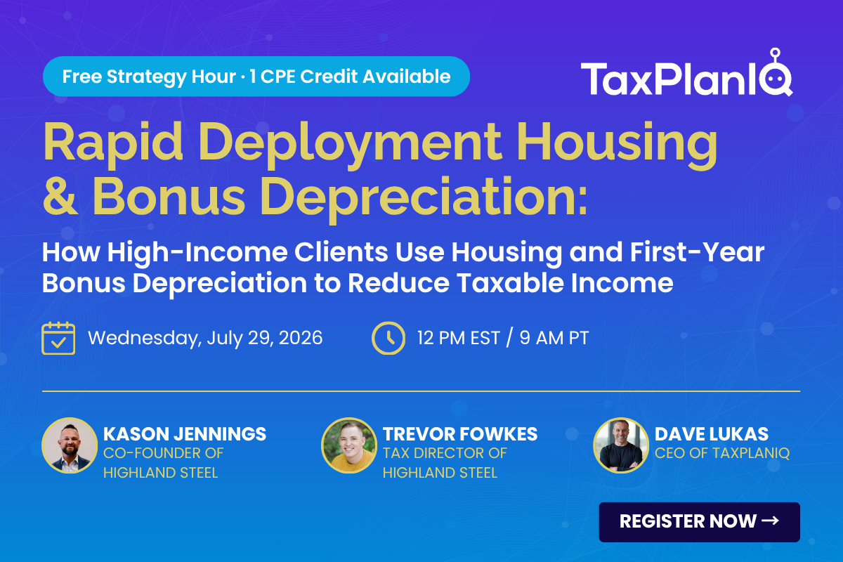Email Banner - Strategy Hour - Rapid Deployment Housing & Bonus Depreciation